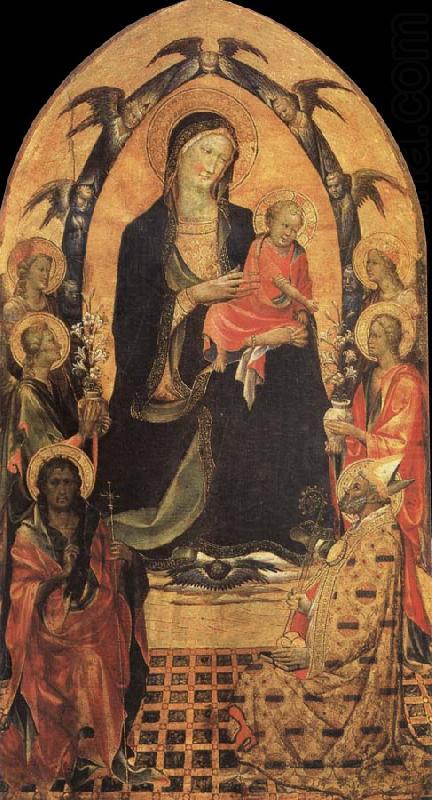 The Madonna and the Nino with San Juan the Baptist, San Nicolas and four angeles, Gherardo Starnina